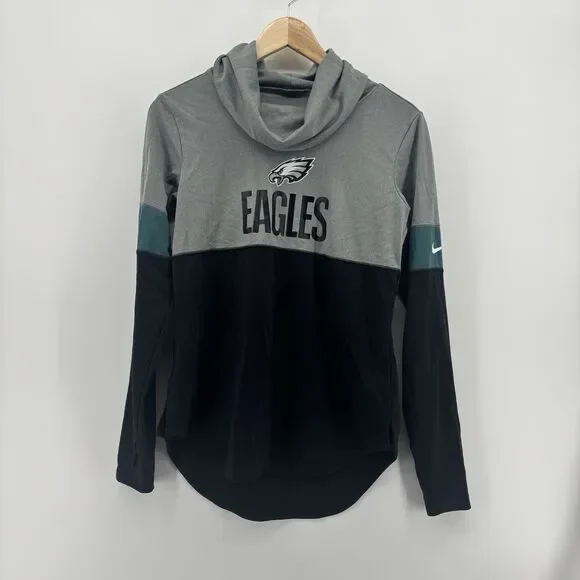 Women’s Nike Black Heathered Charcoal Philadelphia Eagles Light Cowl‎ Neck Small - Picture 4 of 10